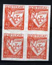 1034.jpg -     Lote:    1034            Portugal       Descrição:         1931 &mdash; Lusíadas. CE520, 40C laranja vermelho. Quadra não denteada em papel liso muito fino.        PRV       Valor Base:     &euro; 8,00     Valor Venda:     &euro; 8,00     
