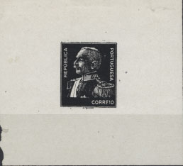 1035.jpg -     Lote:    1035            Portugal       Descrição:         1933 &mdash; Presidente Óscar Carmona. Prova de cunho em preto, com largas margens, em papel porcelana. OM2133.        PRV       Valor Base:     &euro; 25,00     Valor Venda:     &euro; 32,00     