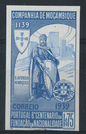 1092.jpg -     Lote:    1092            Moçambique       Descrição:         1940 &mdash; 8.º Centenário da Fundação da Nacionalidade. CE198, 1$75 azul. Prova não denteada nas cores aprovadas, sem goma.        PRV       Valor Base:     &euro; 6,00     Valor Venda:     &euro; 6,00     
