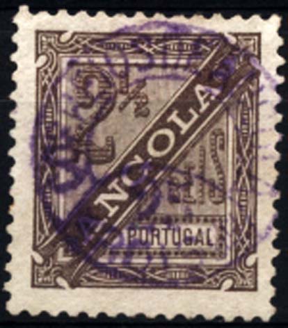 1124.jpg -     Lote:    1124            Angola       Descrição:         1894 &mdash; Selo de 2 &frac12; reis Jornaes, com sobretaxa. CE37, 25 reis s/ 2 &frac12; reis, denteado 11 &frac12;. SOBRETAXA FALSA a violeta.        *       Valor Base:     &euro; 20,00     Valor Venda:     Retirado     