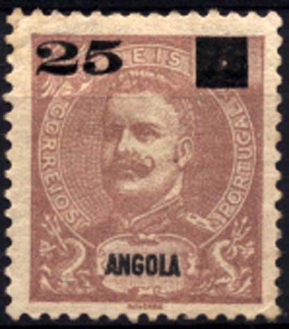 1139.jpg -     Lote:    1139            Angola       Descrição:         1912 &mdash; D. Carlos I Mouchon com sobrecarga REPUBLICA e sobretaxa tipografada localmente. CE117, 25 s/ 75 reis lilás, com falta de impressão da sobrecarga REPUBLICA. Valor de catálogo &euro; 150,00        **       Valor Base:     &euro; 40,00     Valor Venda:     &euro; 75,00     