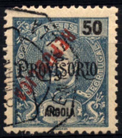 1153.jpg -     Lote:    1153            Angola       Descrição:         1914 &mdash; D. Carlos I Mouchon com sobrecarga PROVISÓRIO, e sobrecarga REPUBLICA tipografada localmente. CE176, 50 reis azul com sobrecarga invertida.        O       Valor Base:     &euro; 15,00     Valor Venda:     &euro; 15,00     