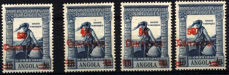 1178.jpg -     Lote:    1178            Angola       Descrição:         1945/46 &mdash; Império Colonial Português, com sobretaxa. CE287, 50 c s/ 1$75 azul. Lote de 4 selos com dupla sobrecarga.         ***       Valor Base:     &euro; 8,00     Valor Venda:     &euro; 30,00     