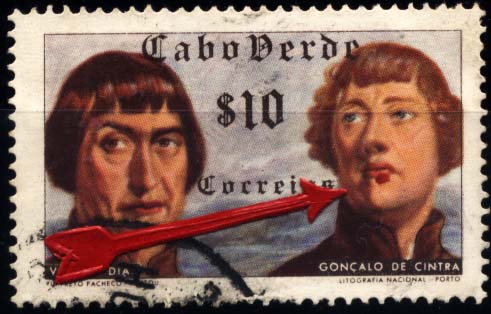 1195.jpg -     Lote:    1195            Cabo Verde       Descrição:         1952 &mdash; Descobrimentos. CE267, $10. Selo com defeito de impressão. Ponto vermelho abaixo do lábio de Gonçalo de Cintra.        O       Valor Base:     &euro; 5,00     Valor Venda:     &euro; 5,00     
