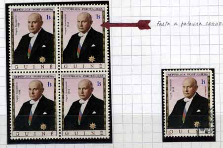 1198.jpg -     Lote:    1198            Guiné       Descrição:         1968 &mdash; Viagem Presidencial. CE323, 1$00. Quadra sem impressão da palavra CORREIOS.        ***       Valor Base:     &euro; 180,00     Valor Venda:     Retirado     