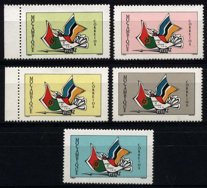 1230.jpg -     Lote:    1230            Moçambique       Descrição:         1975 &mdash; Acordo de Lusaka. CE535/69. Série com a TAXA OMITIDA.         ***       Valor Base:     &euro; 20,00     Valor Venda:     &euro; 22,00     