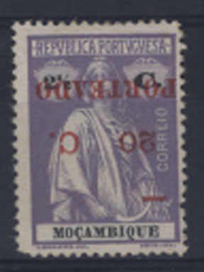 1235.jpg -     Lote:    1235            Moçambique       Descrição:         192&frac12;2 &mdash; Ceres de Moçambique com sobretaxa PORTEADO. CE45, 20 s/ 2 &frac12; C VIOLETA. Selo com a sobretaxa INVERTIDA. Valor de catálogo &euro; 15.00.        **       Valor Base:     &euro; 8,00     Valor Venda:     &euro; 18,00     