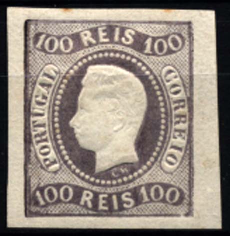 1275.jpg -     Lote:    1275            Portugal       Descrição:         1866/1867 &mdash; D. Luís I, fita curva, não denteados. CE25, 100 reis lilás malva, tipo Ia, com duas margens de luxo e duas normais. MB. Valor de catálogo &euro; 515,00.        **       Valor Base:     &euro; 140,00     Valor Venda:     Retirado     