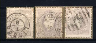 1305.jpg -     Lote:    1305            Portugal       Descrição:         1870/76 &mdash; D. Luís I, fita direita. CE43, 100 reis lilás, papel liso, denteado 13 &frac12;. Lote de 3 selos, tipo I. Lote a ver. Valor de catálogo &euro; 255,90. Ex-Leote.        Lote/O       Valor Base:     &euro; 22,00     Valor Venda:     &euro; 24,00     