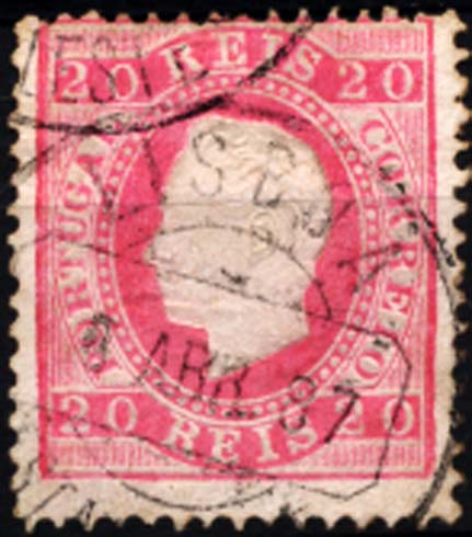 1333.jpg -     Lote:    1333            Portugal       Descrição:         1884 &mdash; D. Luís I fita direita. Nova cor e valor. CE66, 20 reis carmim rosa. Valor de catálogo &euro; 94,80.        O       Valor Base:     &euro; 15,00     Valor Venda:     Retirado     