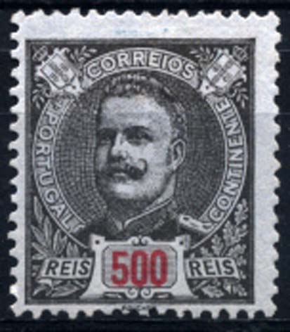 1384.jpg -     Lote:    1384            Portugal       Descrição:         1895/96 &mdash; D. Carlos I Mouchon. CE139, 500 reis preto s/ azul, em denteado 12 &frac12;. Valor de catálogo &euro; 200,00.        **       Valor Base:     &euro; 30,00     Valor Venda:     Retirado     