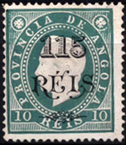 1603.jpg -     Lote:    1603            Angola       Descrição:         1902 &mdash; D. Luís I, com sobretaxa. CE55, 115 s/ 10 reis verde em denteado 13 &frac12;. Valor de catálogo &euro; 78,00.        *       Valor Base:     &euro; 24,00     Valor Venda:     &euro; 38,00     