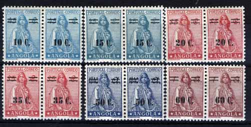 1644.jpg -     Lote:    1644            Angola       Descrição:         1942 &mdash; Ceres, com sobretaxa. CE279/284. Série em pares horizontais. Valor de catálogo &euro; 65,40.        ***       Valor Base:     &euro; 12,00     Valor Venda:     &euro; 18,00     