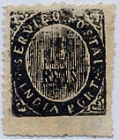 1695.jpg -     Lote:    1695            Índia Portuguesa       Descrição:         1874 &mdash; Nativos. Tipo IC. CE21, 10 reis preto, papel azulado fino. Selo com dupla impressão de taxa, uma mais acima bem marcada e outra mais abaixo, ao centro, menos marcada. MB e MR.        **       Valor Base:     &euro; 200,00     Valor Venda:     Retirado     