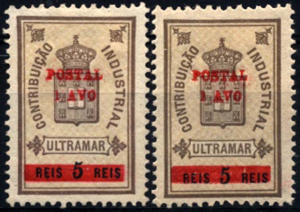 1785.jpg -     Lote:    1785            Macau       Descrição:         1911 &mdash; Estampilha fiscal, com sobretaxa. Emitidos com ou sem goma. CE144. Lote de dois selos, um com goma com o "1" mais grosso e outro sem goma com "1" normal. Valor de catálogo &euro; 30,80.        **/*       Valor Base:     &euro; 8,00     Valor Venda:     &euro; 12,00     