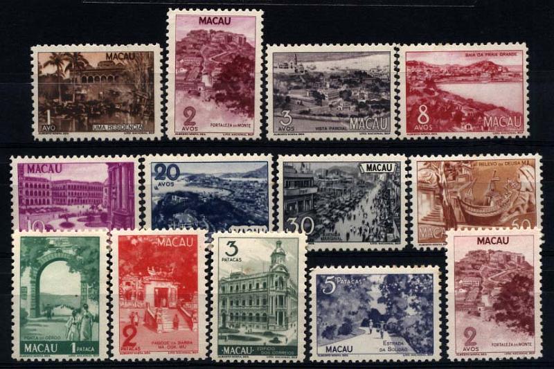 1823.jpg -     Lote:    1823            Macau       Descrição:         1948 &mdash; Motivos locais. CE327/338. Série completa. Valor de catálogo &euro; 230,10.        **       Valor Base:     &euro; 50,00     Valor Venda:     &euro; 130,00     