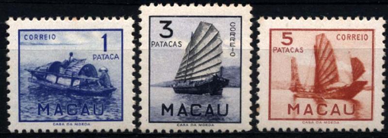 1827.jpg -     Lote:    1827            Macau       Descrição:         1951 &mdash; Embarcações Típicas de Macau. CE363/65. Série completa. Valor de catálogo &euro; 155,30.        **       Valor Base:     &euro; 45,00     Valor Venda:     &euro; 55,00     