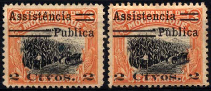 1876.jpg -     Lote:    1876            Moçambique       Descrição:         1932 &mdash; Motivos locais, com sobretaxa. Imposto Postal. CE IP1. 2C s/ 3C ocre e preto. Lote composto por selo com a variedade "ê" em vez de "e" e selo com a variedade de "ú" em vez de "u". Goma amarelada. Valor de catálogo &euro; 20,00.        ***       Valor Base:     &euro; 6,00     Valor Venda:     &euro; 10,00     