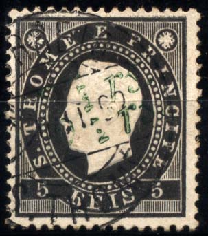 1896.jpg -     Lote:    1896            S. Tomé e Príncipe       Descrição:         1892 &mdash; D. Luís I. Fita direita. Com sobretaxa. CE27, 2 &frac12; s/ 5 reis preto. Tipo II. Valor de catálogo &euro; 128,00.        O       Valor Base:     &euro; 36,00     Valor Venda:     Retirado     