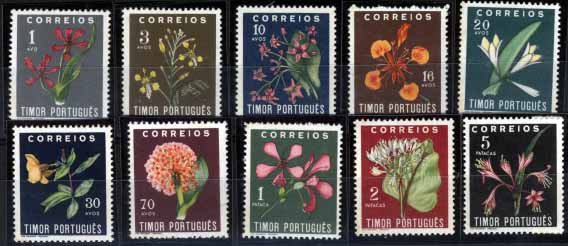1920.jpg -     Lote:    1920            Timor       Descrição:         1950 &mdash; Flores Tropicais. CE275/284. Série completa. Valor de catálogo &euro; 138,15.        ***       Valor Base:     &euro; 35,00     Valor Venda:     Retirado     