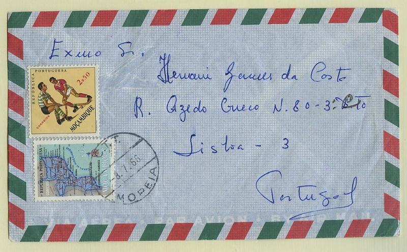 2085.jpg -     Lote:    2085            Moçambique       Descrição:         Carimbos circulares datados. Sobrescrito circulado de Mopeia (08.07.66) para Portugal, com trânsito por Quelimane (08.07.66) com selos de $50 CE414 e 2$50 CE451. Carimbos batidos a preto de MOPEIA e QUELIMANE (no verso).        Carta       Valor Base:     &euro; 6,00     Valor Venda:     &euro; 6,00     