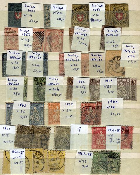 2175.jpg -     Lote:    2175                   Descrição:      Suíça &mdash;   Classificador com selos usados. Alguns bem cotados (Yv-2, 20, 30, 32...) desde 1850. Valor de catálogo &euro; 8.630,00.        Lote       Valor Base:     &euro; 400,00     Valor Venda:     Retirado     
