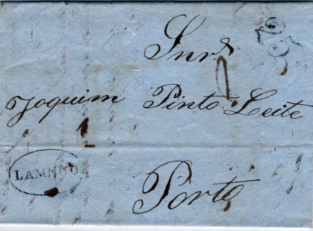 2216.jpg -     Lote:    2216      Lotes pelo Correio              Descrição:      Lamego &mdash;   A preto, GM LMG3, em carta datada de Lamego (31.01.1849) para o Porto, com o porte de 25 reis batido a preto.        Carta       Valor Base:     &euro; 8,00     Valor Venda:     &euro; 8,00     