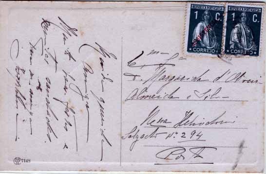 2254.jpg -     Lote:    2254      Lotes pelo Correio       Portugal       Descrição:         1912 &mdash; Ceres. CE208, 1C., em postal ilustrado circulado para o Porto (24.12.1913) com o respectivo selo de Imposto Postal de 1C., CE IP3, Ceres com sobrecarga ASSISTÊNCIA.        PI       Valor Base:     &euro; 4,00     Valor Venda:     Retirado     
