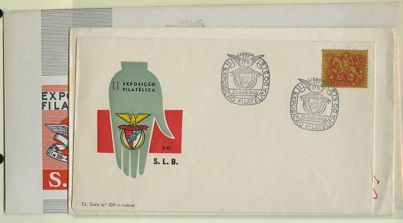 2320.jpg -     Lote:    2320      Lotes pelo Correio              Descrição:         Cartas Publicitárias. Sport Lisboa e Benfica. Lote de quatro sobrescritos não circulados, com carimbos comemorativos de: II Exposição Campista (07.05.61), 1.ª Exposição Filatélica (16.04.60) * sobrescrito editado pelo CFP (n.º 76), e II Exposição Filatélica (21.04.62) * dois sobrescritos diferentes.        Lote       Valor Base:     &euro; 10,00     Valor Venda:     &euro; 10,00     