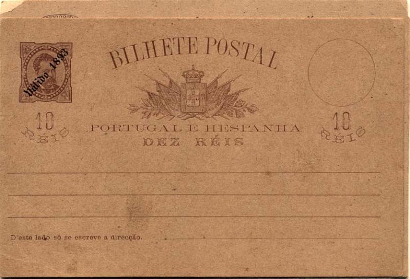 2336.jpg -     Lote:    2336      Lotes pelo Correio       Portugal       Descrição:         Inteiros postais de Portugal e Guiné. Lote composto por 2 IPs novo OM19 + um IP novo OM20, todos de Portugal + IP de 10+10 reis D. Carlos I do Funchal OM4, novo + Bilhete-Carta da Guiné de 2$50 (Ano Santo) OM1, novo. Lote a ver.        Lote       Valor Base:     &euro; 6,00     Valor Venda:     &euro; 6,00     