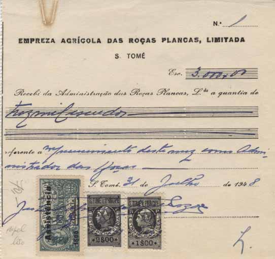 2531.jpg -     Lote:    2531      Lotes pelo Correio              Descrição:         Fiscais. S. Tomé e Príncipe. Lote de 10 recibos incluindo EF diversas: PB145, 149, 80A, 98, 105F, etc. e Assistência PB31, 52, etc.. Lote a ver.        Lote       Valor Base:     &euro; 5,00     Valor Venda:     &euro; 9,00     