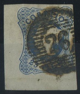 2617.jpg -     Lote:    2617      Lotes pelo Correio       Portugal       Descrição:         1853 &mdash; D. Maria II, tipo II. CE2, 25 reis azul. Selo com duas margens curtas e duas de luxo, obliterado com carimbo numérico 26 &mdash; LEIRIA.        O       Valor Base:     &euro; 4,00     Valor Venda:     &euro; 4,00     