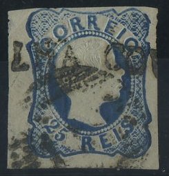 2622.jpg -     Lote:    2622      Lotes pelo Correio       Portugal       Descrição:         1853 &mdash; D. Maria II, tipo II. CE2, 25 reis azul. Selo com as margens curtas, obliterado com carimbo nominativo COVILHÃ.        O       Valor Base:     &euro; 8,00     Valor Venda:     Retirado     