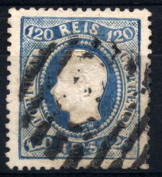 2636.jpg -     Lote:    2636      Lotes pelo Correio       Portugal       Descrição:         1867/70 &mdash; D. Luís I, fita curva, denteados. CE34, 120 reis azul. Valor de catálogo &euro; 119,00.        O       Valor Base:     &euro; 12,00     Valor Venda:     Retirado     