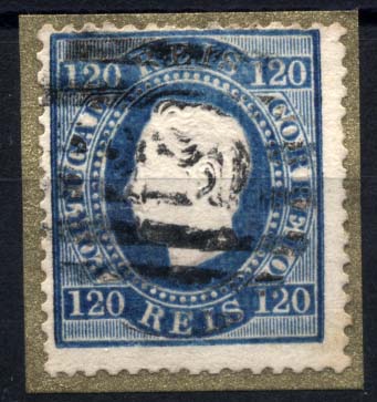 2646.jpg -     Lote:    2646      Lotes pelo Correio       Portugal       Descrição:         1870/76 &mdash; D. Luís I, fita direita. CE44, 120 reis azul, papel liso, denteado 12 &frac12;. Valor de catálogo &euro; 128,00.        O       Valor Base:     &euro; 10,00     Valor Venda:     Retirado     