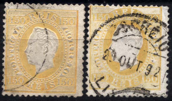 2649.jpg -     Lote:    2649      Lotes pelo Correio       Portugal       Descrição:         1879/80 &mdash; D. Luís I, fita direita. Novas cores. CE51, 150 reis amarelo, denteado 12 &frac12;, papel porcelana. Lote de dois selos, um deles com ligeira transparência. Valor de catálogo &euro; 47,20.        O       Valor Base:     &euro; 6,00     Valor Venda:     Retirado     