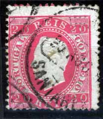 2664.jpg -     Lote:    2664      Lotes pelo Correio       Portugal       Descrição:         1884 &mdash; D. Luís I, fita curva. Nova cor e valor. CE66, 20 reis carmim, denteado 12 &frac12;. Selo com o denteado deslocado. Valor de catálogo &euro; 94,80.        O       Valor Base:     &euro; 15,00     Valor Venda:     Retirado     