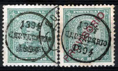 2670.jpg -     Lote:    2670      Lotes pelo Correio       Portugal       Descrição:         1892/93 &mdash; D. Luís I. Sobrecargas PROVISÓRIO. CE81 e 83. 10 reis verde, com sobrecarga b e c. Obliterados com carimbo comemorativo do Centenário do Infante D. Henrique. Valor de catálogo &euro; 31,90.        O       Valor Base:     &euro; 5,00     Valor Venda:     &euro; 5,00     