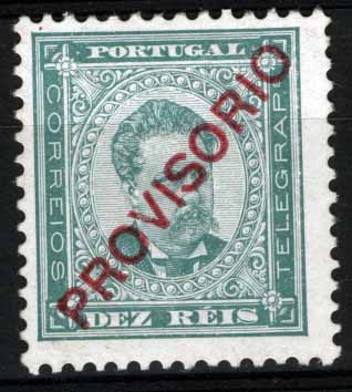 2671.jpg -     Lote:    2671      Lotes pelo Correio       Portugal       Descrição:         1892/93 &mdash; D. Luís I com sobrecarga PROVISÓRIO. CE83, 10 reis verde, sobrecarga C. Valor de catálogo &euro; 27,60.        **       Valor Base:     &euro; 4,00     Valor Venda:     Retirado     