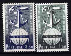 2747.jpg -     Lote:    2747      Lotes pelo Correio       Portugal       Descrição:         1952 &mdash; 3.º Aniversário da OTAN. CE749/750. Série completa, com muito ligeiro sinal de charneira. Valor de catálogo &euro; 361,00.        **       Valor Base:     &euro; 30,00     Valor Venda:     &euro; 32,00     