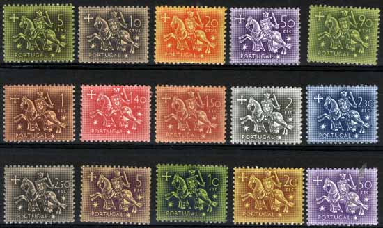 2749.jpg -     Lote:    2749      Lotes pelo Correio       Portugal       Descrição:         1953 &mdash; Cavaleiro Medieval. CE763/777. Série completa. Valor de catálogo &euro; 110,00.        **       Valor Base:     &euro; 10,00     Valor Venda:     Retirado     