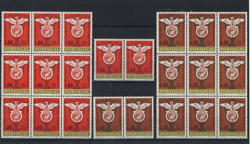 2757.jpg -     Lote:    2757      Lotes pelo Correio       Portugal       Descrição:         1963 &mdash; Dupla Victória do Sport Lisboa e Benfica na Taça dos Clubes Campeões Europeus. CE904/905. Lote composto por série em blocos de 9 selos + série em pares horizontais. Valor de catálogo &euro; 41,80.        ***       Valor Base:     &euro; 4,00     Valor Venda:     &euro; 12,00     