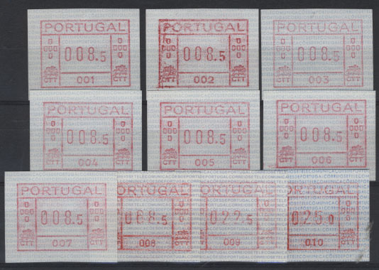 2784.jpg -     Lote:    2784      Lotes pelo Correio       Portugal       Descrição:         1981 &mdash; Correios e Telecomunicações de Portugal. Máquina FRAMA. CE ETQ1. Lote de 10 etiquetas de 008.5. Uma por cada máquina instalada de 001 a 010. Valor de catálogo &euro; 312,00.        ETQ       Valor Base:     &euro; 20,00     Valor Venda:     Retirado     