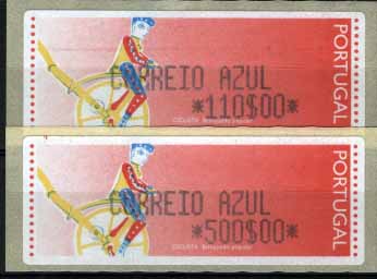 2788.jpg -     Lote:    2788      Lotes pelo Correio       Portugal       Descrição:         1996 &mdash; Brinquedos Populares * Ciclista. CE ETQ6. Lote de duas etiquetas com os valores de 110$00 e 500$00.        ETQ       Valor Base:     &euro; 10,00     Valor Venda:     Retirado     