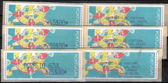 2789.jpg -     Lote:    2789      Lotes pelo Correio       Portugal       Descrição:         1996 &mdash; Brinquedos Populares * Galinhas. Máquina CROUZET. CE ETQ10. Lote de 3 etiquetas com o valor de 45$00 + 200$00 + CA 75$00. Acompanham os respectivos recibos. Impressão a violeta.        ETQ       Valor Base:     &euro; 10,00     Valor Venda:     Retirado     