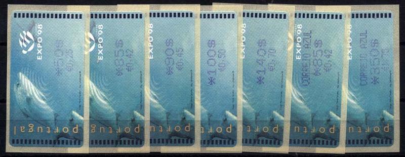 2793.jpg -     Lote:    2793      Lotes pelo Correio       Portugal       Descrição:         1998 &mdash; Expo'98. Máquina AMIEL. CE ETQ16B. Dupla afixação da taxa a violeta. Série completa para o ano de 2000 para correio ordinário e correio azul, com respectivo recibo. Valor de catálogo &euro; 45,00.        ETQ       Valor Base:     &euro; 15,00     Valor Venda:     &euro; 15,00     