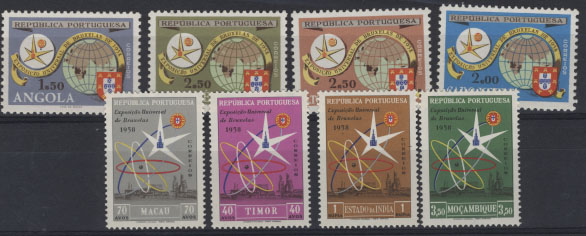 2836.jpg -     Lote:    2836      Lotes pelo Correio       Ultramar       Descrição:         Ultramar. Emissões Gerais. 1958 &mdash; Exposição de Bruxelas. Série completa. Valor de catálogo &euro; 9,35.        ***       Valor Base:     &euro; 3,00     Valor Venda:     &euro; 3,00     