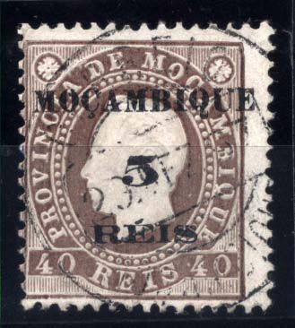 2936.jpg -     Lote:    2936      Lotes pelo Correio       Moçambique       Descrição:         1898 &mdash; D. Luís I, fita direita, com sobretaxa. CE52, 5 reis s/ 40 reis castanho vermelho. Valor de catálogo &euro; 35,40.        O       Valor Base:     &euro; 6,00     Valor Venda:     &euro; 6,00     