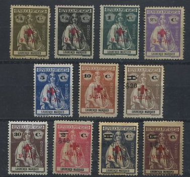 2954.jpg -     Lote:    2954      Lotes pelo Correio       Lourenço Marques       Descrição:         1918 &mdash; Ceres com sobrecarga "Cruz Vermelha" e sobretaxa. CE159/67 e CE169/70. Falta selo $50 s/ 7 &frac12; c para completar a série. Valor de catálogo &euro; 45,00.        *       Valor Base:     &euro; 4,00     Valor Venda:     &euro; 12,00     