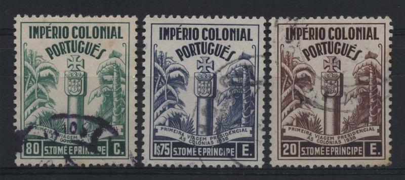 2958.jpg -     Lote:    2958      Lotes pelo Correio       S. Tomé e Príncipe       Descrição:         1938 &mdash; Primeira Viagem Presidencial às Colónias. CE316/318. Série completa. Valor de catálogo &euro; 46,65.        O       Valor Base:     &euro; 8,00     Valor Venda:     &euro; 8,00     